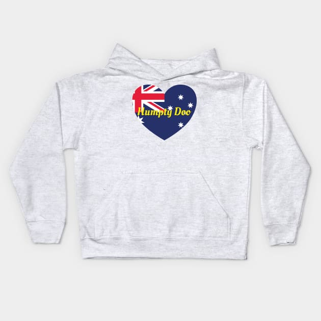 Humpty Doo NT Australia Australian Flag Heart Kids Hoodie by DPattonPD